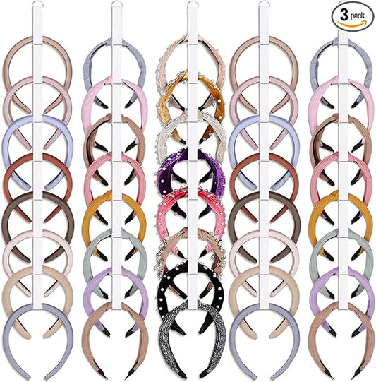 5 PCS Headband Holder Organizer for Girl,Hanging Hairband Storage for Women,White Hair Hoop Display Hair Accessories Organizer Bedroom College Dorm Decor