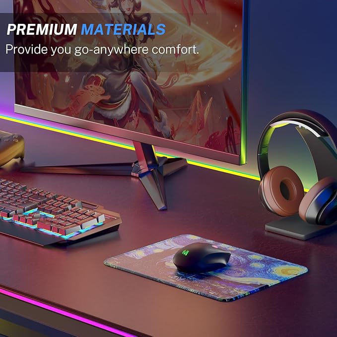 MROCO Mouse Pad [30% Larger] with Anti-Fray Stitched Edges, Premium-Textured Waterproof Surface, Non-Slip Rubber Base, Computer & Gaming Mouse Mat for Laptop, Office & Home, 8.5 x 11 in, Starry Night