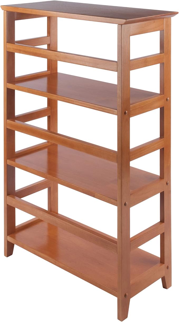 Winsome Studio 3-Tier Bookshelf, 42" in Honey Pine, Classic Display Bookcase, Functional & Stylish Shelving Unit for Convenient Home Storage in Living Room, Bedroom, Office, Dorm