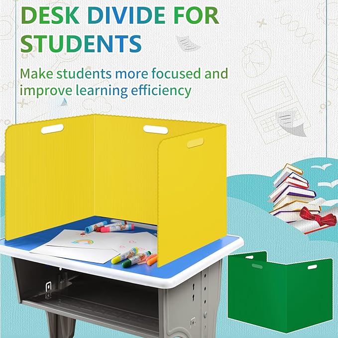 24 Pcs Desk Dividers for Students Classroom Plastic Privacy Folders Muticolored Test Dividers for Students Desks Trifold Privacy Panel Partitions for School Teacher Supplies (24pcs Muticolored)