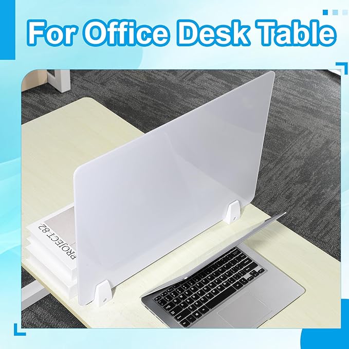 PATIKIL 40x60cm Desk Divider, 2 Sets Desk Privacy Panel Acrylic Office Partition Boards Table Testing Dividers Portable Panel Sneeze Guard Protective Shield for Office Kitchen Sink, White