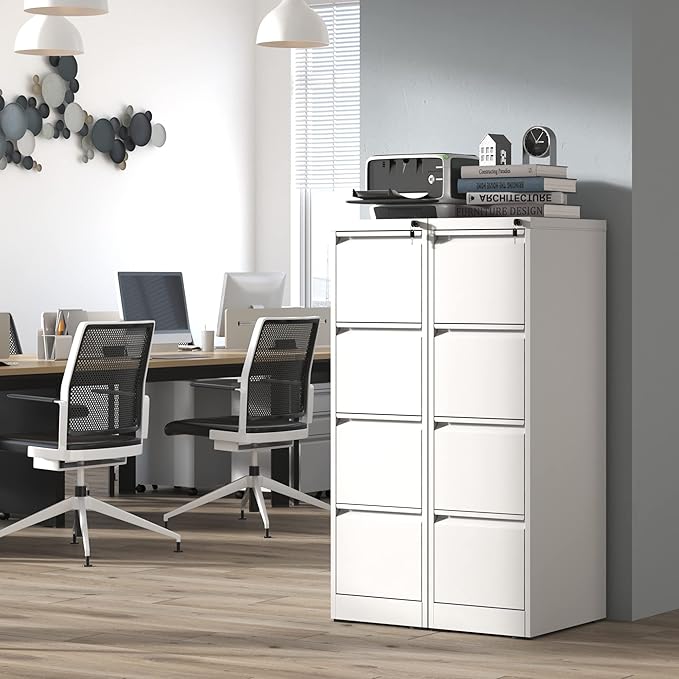 IKIMI 4 Drawer File Cabinet,Metal Filing Cabinets for Home Office,Vertical File Cabinet with Lock,Heavy Duty Metal Storage Cabinet for A4/Letter/Legal Size Files,Assembly Required