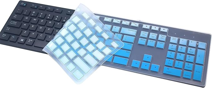 Keyboard Cover Skin Compatible for Dell KM636 KB216 KB216t KB216p Wireless/Wired Keyboard & Dell Optiplex 5250 3050 3240 5460 7450 7050, Inspiron AIO 3475/3670/3477 All-in One Desktop (Ombre Blue)