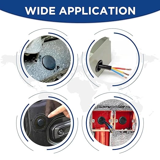 Rubber Grommets for Wiring-205pcs Assorted Firewall Hole Plugs in 7 Sizes M25.4, M22.23, M19.05, M15.88, M12.07, M7.14, M9.53-Waterproof Rubber Grommet Kit Wire Grommet Perfect for Sealing Auto Panel