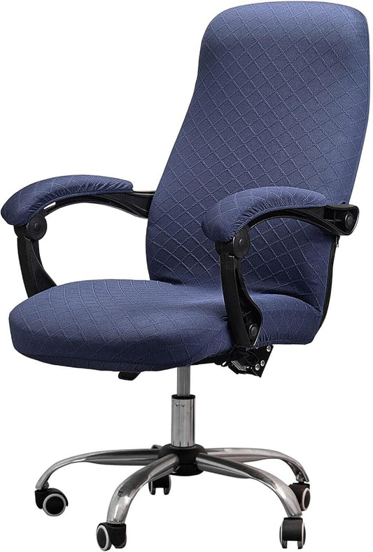 Melaluxe Office Chair Cover with Armrest Covers， Universal Stretch Desk Chair Cover, Computer Chair Slipcovers (Size: L) - Navy