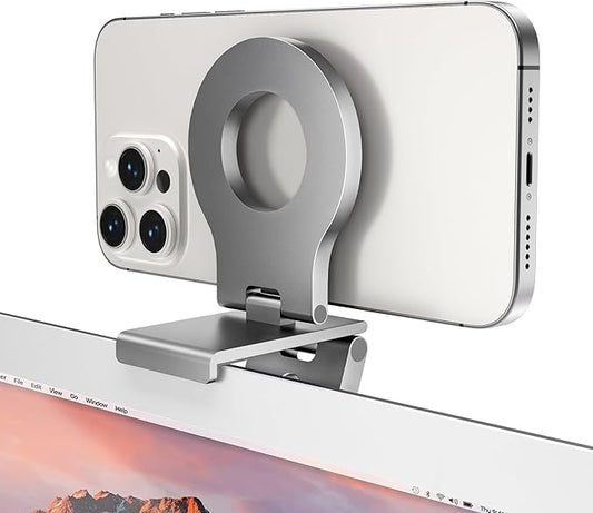 Itramax Continuity Camera Mount for Desktop Monitor,Magnetic Phone Holder for Webcam Compatible with iPhone 17 16 15 13 14 12,MagSafe,iOS 16 iMac & MacBook macOS 13 Ventura,Studio Display,TV,Silver