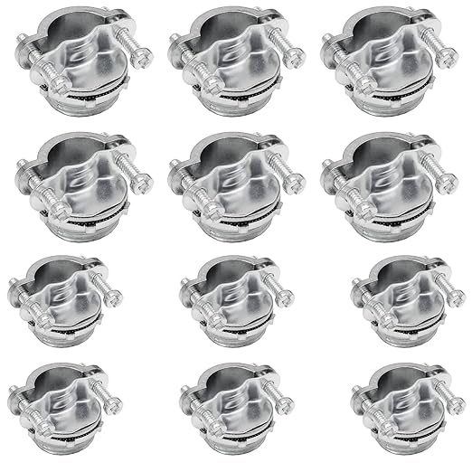 Bonsicoky 12 Pcs Clamp Type Cable Connectors - Zinc Alloy Clamp Cable Connector Fittings for Metallic Conduit Protect Electric Wires Electrical Box Cables - 1/2 Inch + 3/4 Inch