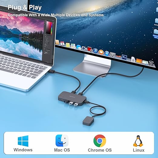 BENFEI USB 3.0 Switch, USB Switcher 2 Computers Share 3*USB 3.0 and 1*USB C with Remote Control for PC Mouse Keyboard Printer Scanner, USB KVM Switch Selector Compatible with Windows, Mac, Linux