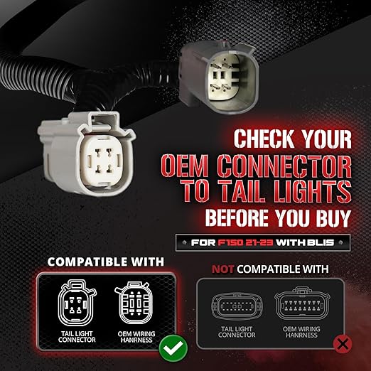 OPT7 Easy Connect Tailgate Light Bar Harness for 2021-2023 F150 with Halogen Factory Tail Lights + Blind Spot Monitors – Fits 21-23 F-150 XL/XLT/Tremor with BLIS/Backup Camera/Tow Assist Sensor