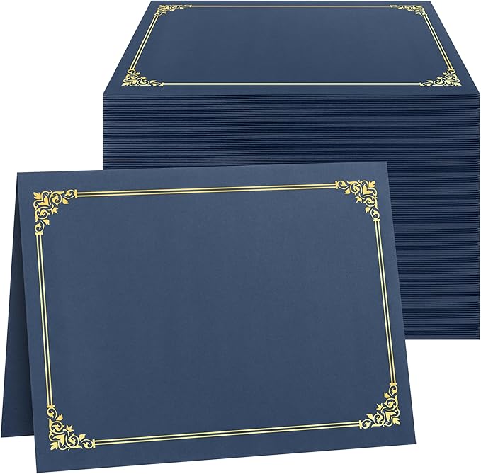 SUNEE Certificate Holders(Navy Blue, 150 Packs), Diploma Covers Gold Foil Border, for Letter Size 8.5x11 Certificates, Cardstock, Document Papers