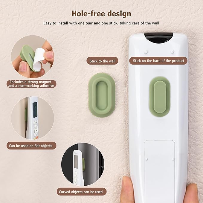 XYOFUN Magnetic Remote Control Holder Wall Mount - 6 Pcs No Drill Self-Adhesive Organizer for Air Conditioner & TV Remotes, Storage Caddy for Televisions Backside - White&Black