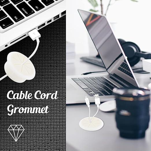 2pcs 2 Inch Cable Grommet, Flexible Desk Grommet, Cable Cord Hole Plug Wire Hole Cover for Desk, Table, Wire Pass Through (White)