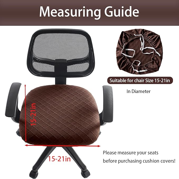 Stretch Jacquard Office Chair Cover, Removable Washable Desk Chair Cover, Anti-dust Seat Cushion Protectors - Chocolate