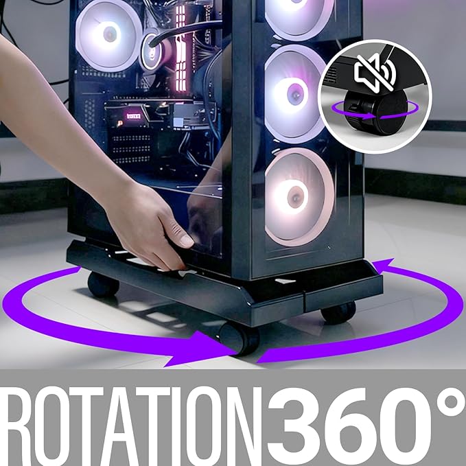 Adjustable Computer Tower Stand with Locking Wheels | Mobile CPU Holder for Floor or Under Desk | Fits PC Towers 8.7"–11.8" Wide | Rolling Computer Case Stand for Home Office & Gaming