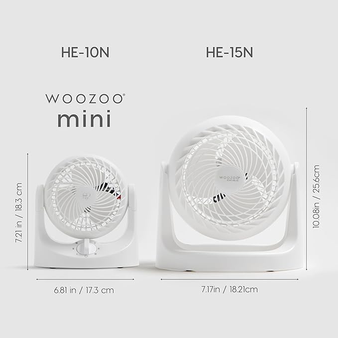 IRIS USA WOOZOO Mini Desk Fan, Air Circulator, 3 Speeds, 32ft Max Air Distance, 108ft² Coverage, 112° Adjustable Vertical Tilt, 27db Quiet Motor, Small Fan for Bedroom, Office, Dorm, White (HE10N)