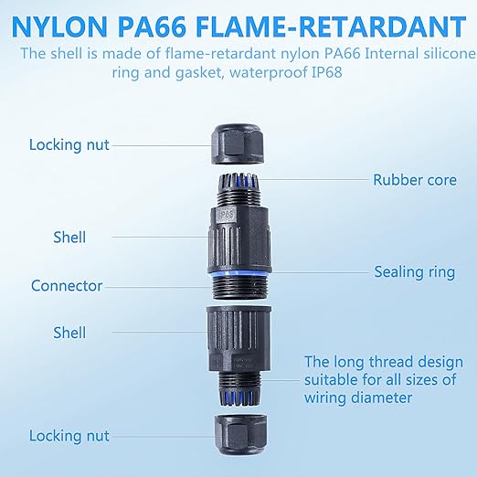 5PCS IP68 Waterproof Junction Box, Outdoor 2 Way Electrical Cable Connector, Replaceable Lever Wire Connectors for AWG 28-12, Quick Screwless Installation