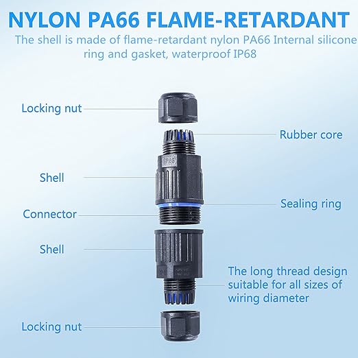 5PCS IP68 Waterproof Junction Box, Outdoor 3 Way Electrical Cable Connector, Replaceable Lever Wire Connectors for AWG 28-12, Quick Screwless Installation