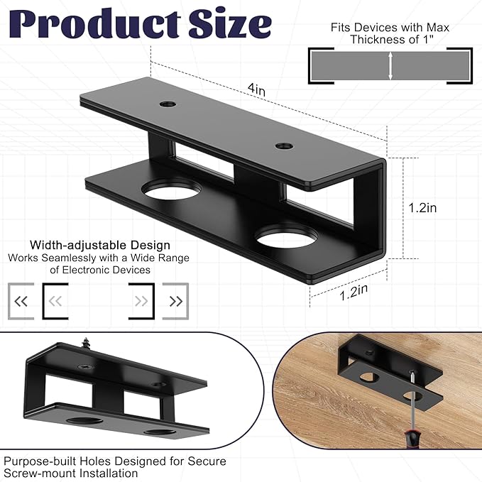 3pcs Under Desk Laptop Mount Under Desk Laptop Holder with Anti-Scratch Felt Board Laptop Under Desk Mount for Laptops, Mac mini, MacBook, Keyboard,Tablet Kitchen
