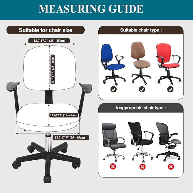 Office Computer Chair Cover Stretch Universal Jacquard Seat Slipcover 2 Piece for Desk Rotating Armless Chair, Removable Washable Anti-dust Chair (Wine)