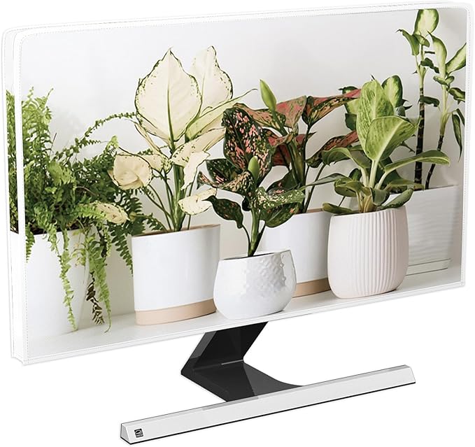 Potted Plant Television Cover 40, 41, 42, 43 Inch Green Potting Botanical Leaf TV Accessories LED LCD OLED TVs Screen Decoration Waterproof Weatherproof and Dust-Proof Dust Cover for TV
