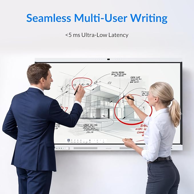 Smart Board, 75" All-in-One Interactive Whiteboard, Google EDLA Certified, 48MP CMOS Sensor 4K UHD Camera, 8 AI Noise-Canceling Mics, for Professional Business Meetings and Classroom