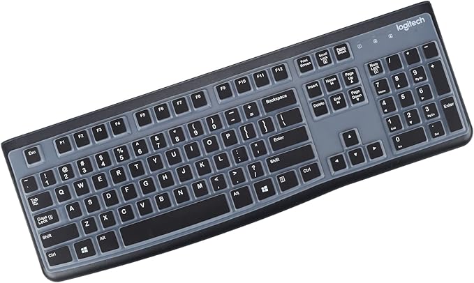 Keyboard Cover for Logitech K120 & MK120 Wired Keyboard, Ultra Thin Logitech MK120 & K120 Keyboard Skin Protector - Black