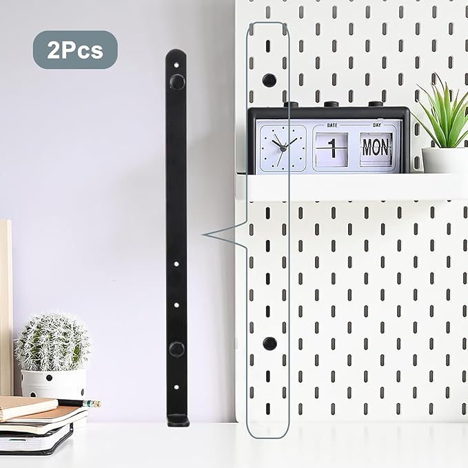 2 Pcs Adjustable Extended Desk Clamp, Heavy Duty Metal Pegboard Mounting Bracket for Desktop Fixing Mount Clamp for Home Office,Universal Clamp On Bracket Desktop Accessory Holder,Easy Install (Black)