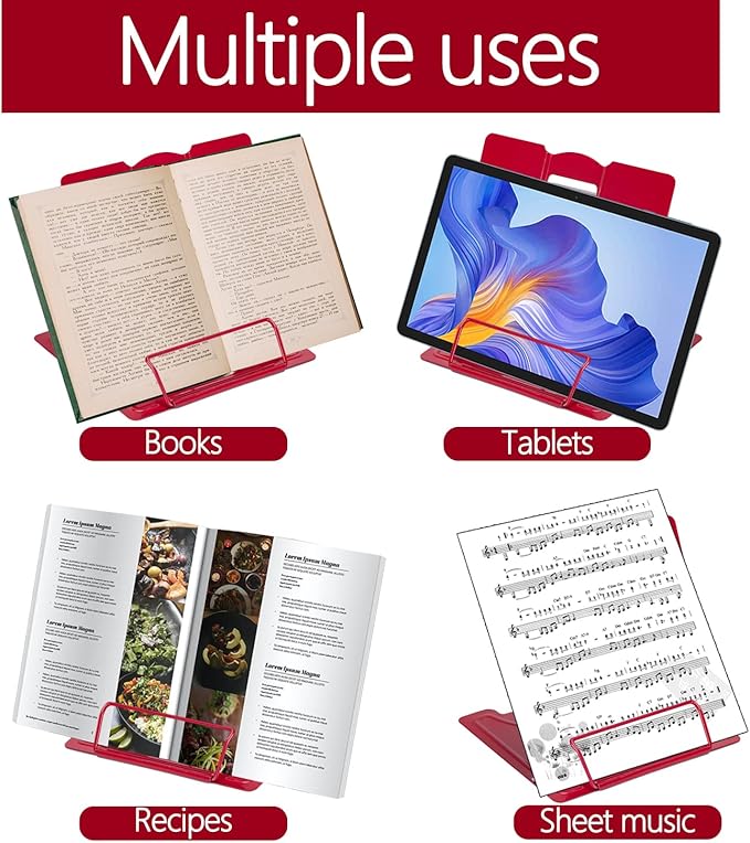 Metal Book Stand Adjustable Book Holder for Reading