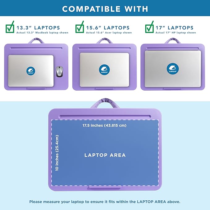 LAPGEAR Original Lap Desk – Fits Up to 17” Laptops – Purple Amethyst – Style No. 45152