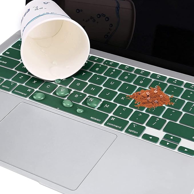MOSISO Keyboard Cover Compatible with MacBook Air 13 inch 2022 2021 2020 Release A2337 M1 A2179 Retina Display with Touch ID Backlit Magic Keyboard, Waterproof Protective Silicone Skin, Peacock Green