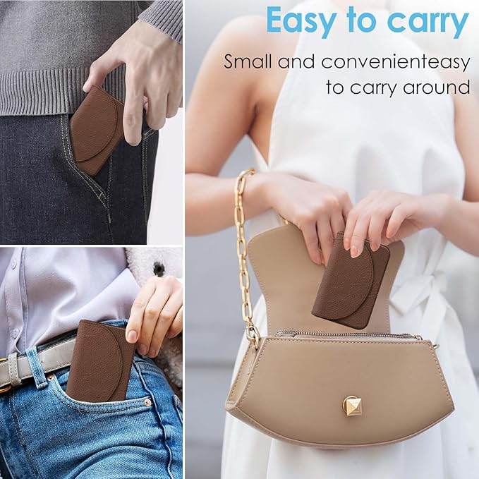 Business Card Holder，PU Leather Business Card Case Color Printing Pattern Card Holder Wallet，Pockets Magnetic Credit Card Holders for Men and Women，Brown