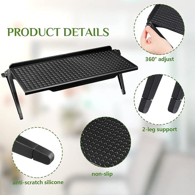 Hoteam 6 Pieces TV Top Screen Shelf Adjustable Monitor Top Shelf Plastic TV Video Game Storage Game Console Black Router Stand Audio Video Shelving for Media Boxes Router(11.8 x 4.5 inch)