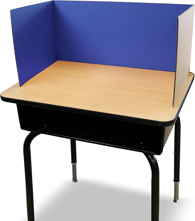 Flipside Products 12”x 48” Blue Study Carrel, Privacy Boards, Student Privacy and Focus Booth for The Classroom, Desk Divider Cubby for Tests, Made in USA - 24 Pack