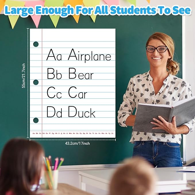 Giant Magnetic Notebook Paper,Dry Erase Handwriting Lined White Board Paper Teaching Supplies Chart Paper for Teacher Essentials Homeschool Elementary Classroom Must Haves, 21.7”x 17"