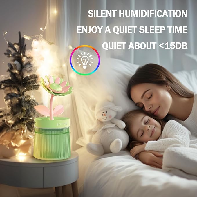 Cute Mini Humidifier 320mL Cool Mist Humidifie mute with 2 Mist Modes,for Home/Nursery/Office,Portable Mini Air Moisturizer,rechargeable mini humidifier(Sunflower Purple)