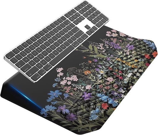 2-in-1 Ergonomic Keyboard Stand with Wrist Rest, Comfy Keyboard Riser Holder with Massage Design, Flower