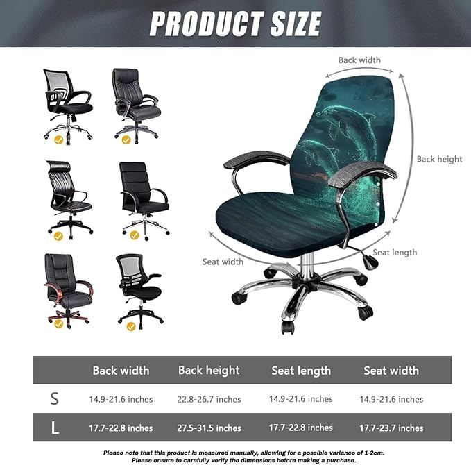 Talayituse Dolphin Sky Print Office Chair Covers, Stretch Computer Chair Cover, Universal Boss Chairs Covers Modern Simplism Style High Back Chairs Slipcover, Large