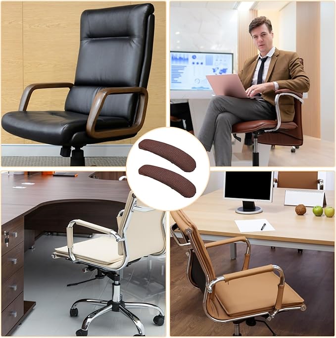 Vin Beauty Office Chair Armrest Covers, 2Pcs Office Removable Arm Rest Covering, Elastic Chair Armrest Covers, Office Seat Hand Rest Protector, Arm Covers Protectors for Office Chair(Coffee)