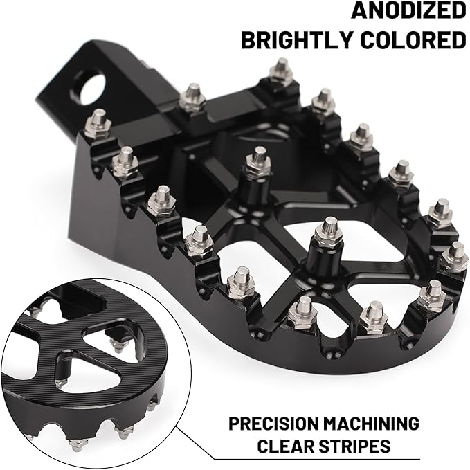 XINGWU Dirt Bike Footpegs Wide Foot Pedals CNC for CRF50 CRF70 CRF110 XR50 XR70 XR110 SSR CT200U KAYO SDG Pit Bike 50cc 70cc 80cc 90cc 100cc 110cc 125cc 150cc Mini Bike Foot Pegs Footrest Black