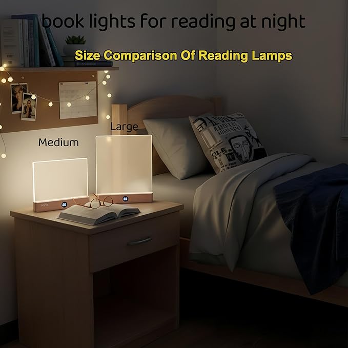 XL LED Flat Book Light for Reading in Bed, Eye Care Stepless Dimmable Reading Lamp with 1-99 Min Auto-Off Timer, Portable USB Rechargeable 1200mAh Battery for Night Time & Travel (Matte Pink)