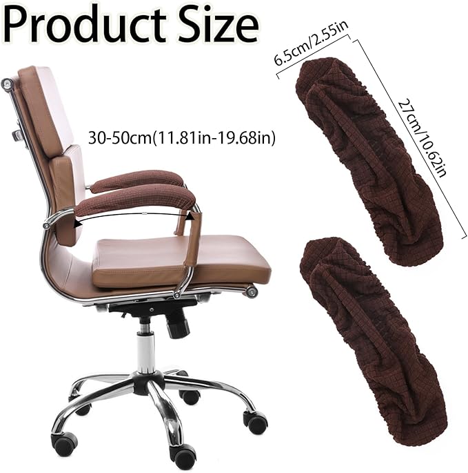Vin Beauty Office Chair Armrest Covers, 2Pcs Office Removable Arm Rest Covering, Elastic Chair Armrest Covers, Office Seat Hand Rest Protector, Arm Covers Protectors for Office Chair(Coffee)