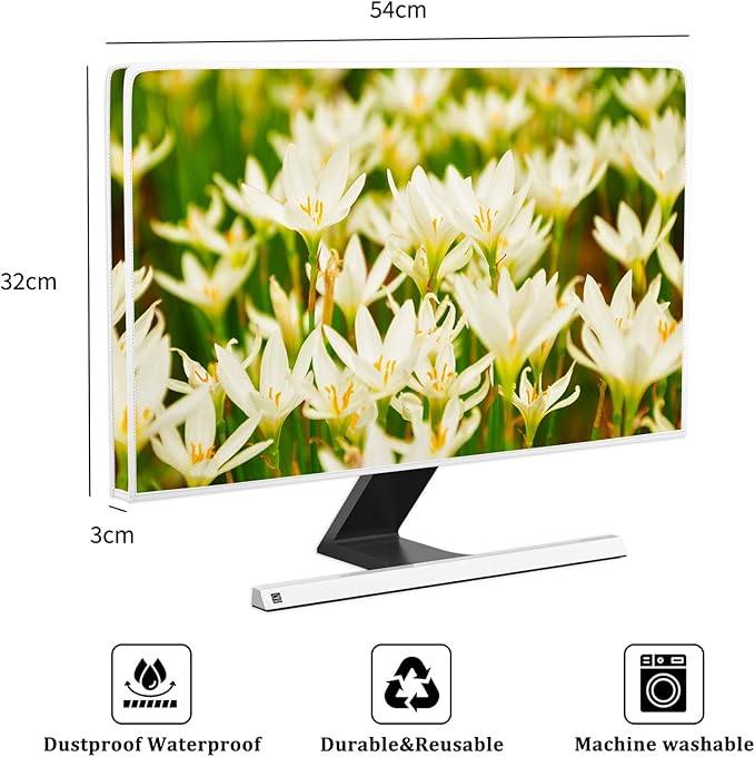 Nature Flowers Monitor Dust Cover 22, 23, 24, 25 Inch Spring Summer Floral Natural View Panel Case Antistatic Water Resistant Monitor Dust Cover Dust Proof Monitor Covers for Computer Screen