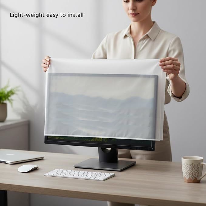 Monitor Dust Cover, LCD/LED HD Antistatic Vinyl Flat-Screen Computer Monitor Water Proof Protective Case Compatible with 22" iMac Desktop and Accessories (22W x16H x3D)