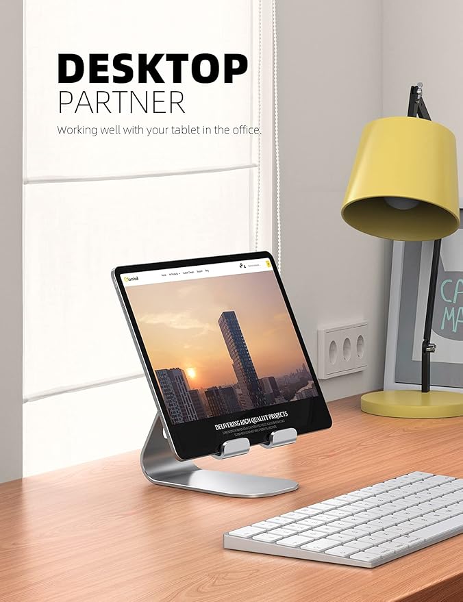 Lamicall Tablet Stand, Adjustable Tablet Holder - Desktop Stand Dock Holder for 4-13" Tablets, iPad Pro 11, 9.7, 10.5, 12.9 Air Mini, Kindle, Tab, iPhone, Switch, Mother Day Office Desk Accessories