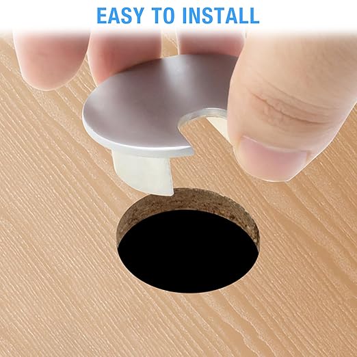 Desk Grommet 1-3/8" (35 mm), Desk Cord Hole Cover, Cable Grommet Metal Zinc Alloy Materilal, Desk Hole Grommet for Office and Home Table Cable, Detachable Cable Cord Organizer (Matte Silver 1 Pcs)