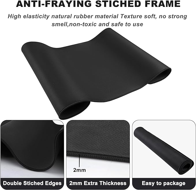 Large Mouse Pad, Desk Mat Office Desk Pad Gaming Mouse Pad with Stitched Edges, 31.5" x 15.7" Mousepad with Non-Slip Waterproof Rubber Base for PC Laptop Desk Home Office Accessories, Black