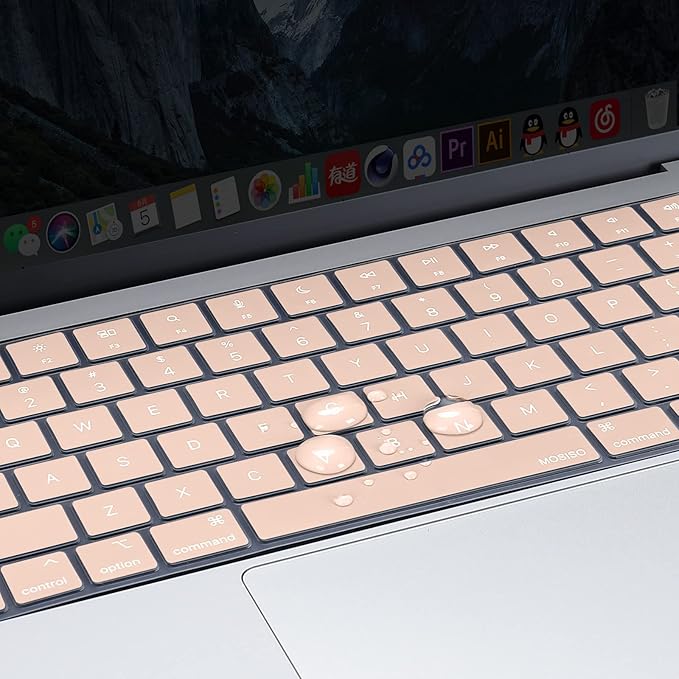 MOSISO Keyboard Cover Skin Compatible with MacBook Air 15 inch M3 A3114 M2 A2941/Air 13.6 A3113 A2681/Pro 14/16 M4 M3 M2 M1, Camel