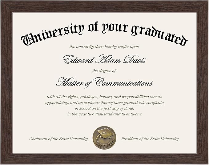 upsimples Certificate Frame with Clear Plexiglass, 8.5 by 11 Picture Diploma Document Degree Frames for Wall and Tabletop, Brown, 1 Pack