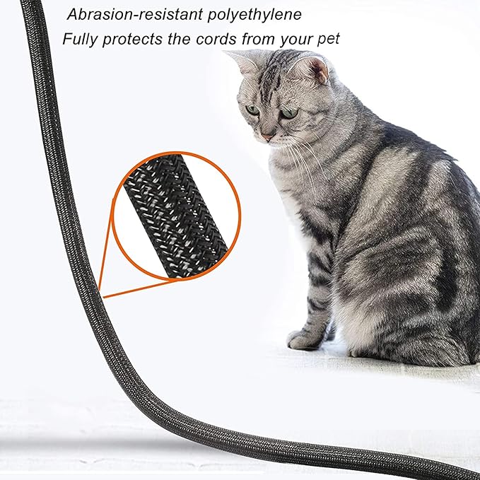 CrocSee 25ft - 1 inch Braided Cable Management Sleeve Cord Protector - Self-Wrapping Split Wire Loom for TV/Computer/Home Theater/Engine Bay - Black