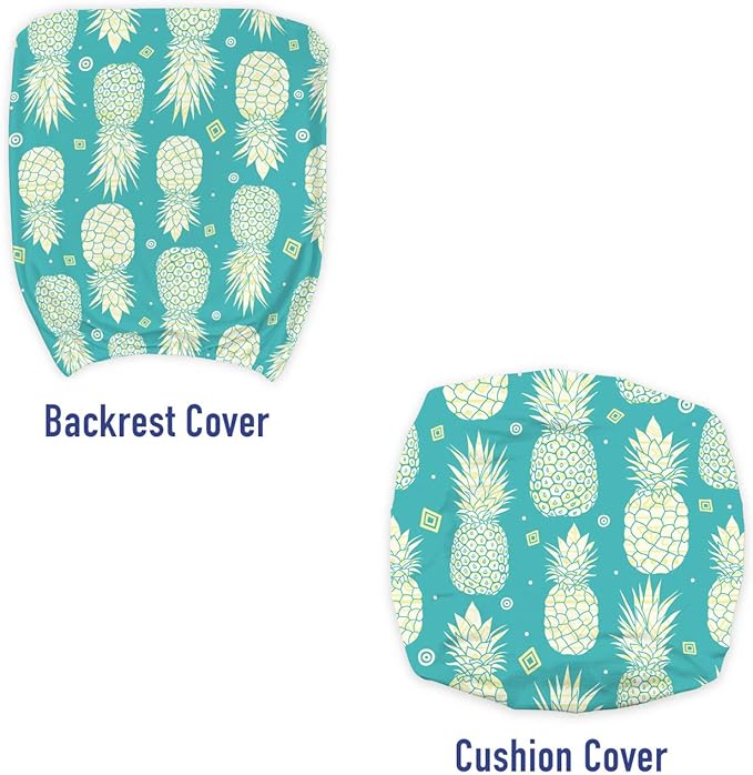 Ambesonne Pineapple Office Chair Slipcover, Abstract Summer Pattern with Exotic Fruit and Minimal Ornaments, Protective Stretch Decorative Fabric Cover, Standard Size, Yellow Turquoise